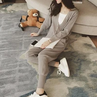 fall winter womens knit sweater large size trousers two piece sets casual office lady fashion clothes sports suit female