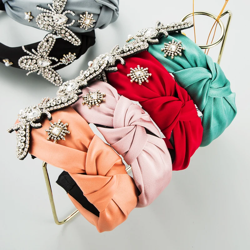 

Korean Style Shiny Crystal Butterfly Hair Band Women's Fashion Big Bow Knot Solid Color Hair Band Women's Party Hair Accessories