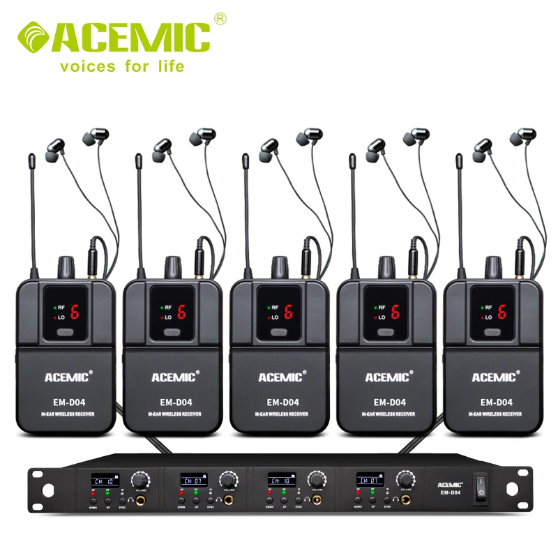 Быстрая ACEMIC EM-D04 четырехканальный беспроводной монитор в ухо система сценический монитор хорошее качество в уши - Цвет: D04 5