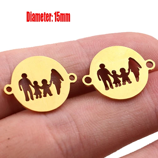 5pcs Family Chain Stainless Steel Pendant Necklace Parents and Children Necklaces Gold/steel Jewelry Gift for Mom Dad New Twice - Цвет: Gold 11