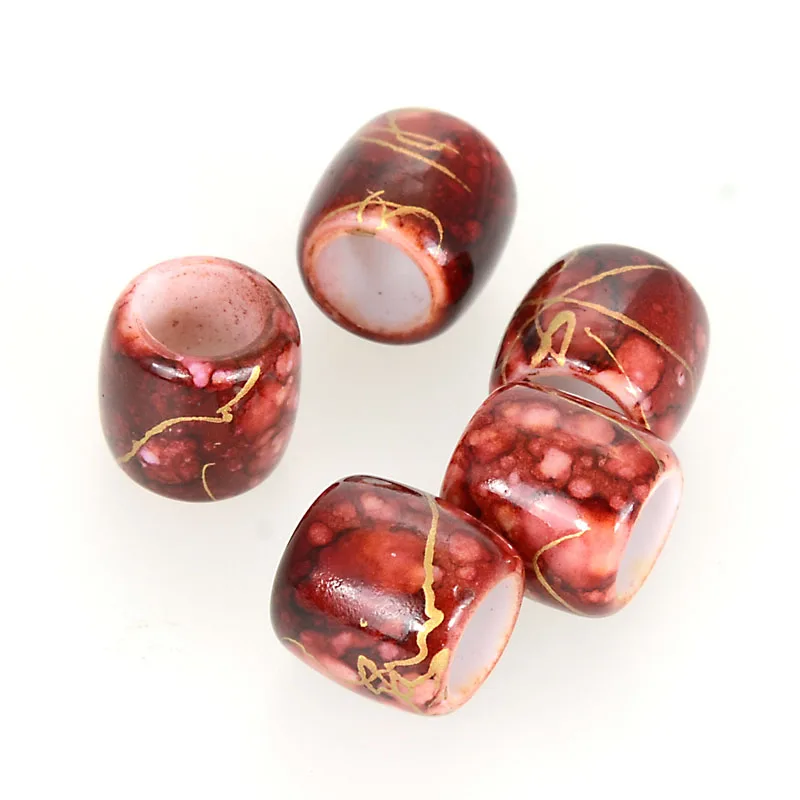 Red Miasol, Новое поступление, 100 шт./лот, 11 мм, золотой рисунок, Акриловые Распорки, свободные, с большим отверстием, очаровательные бусины для рукоделия, изготовления ювелирных изделий - Цвет: Red