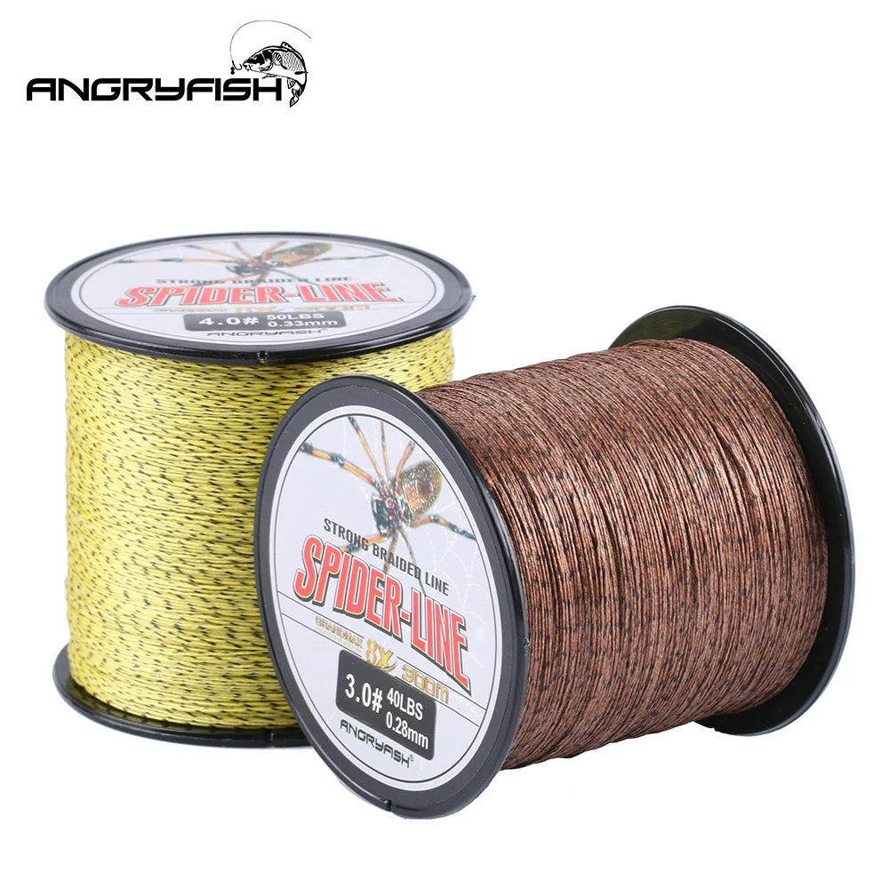Леска рыболовная Angryfish плетеная из ПЭ 8 нитей 300 м/500 м 10-80LB для пресная вода морская