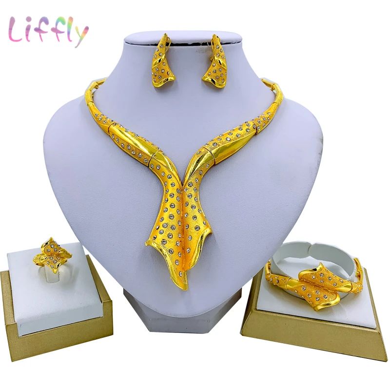 Liffly Африканские элегантные женские вечерние комплекты ювелирных изделий