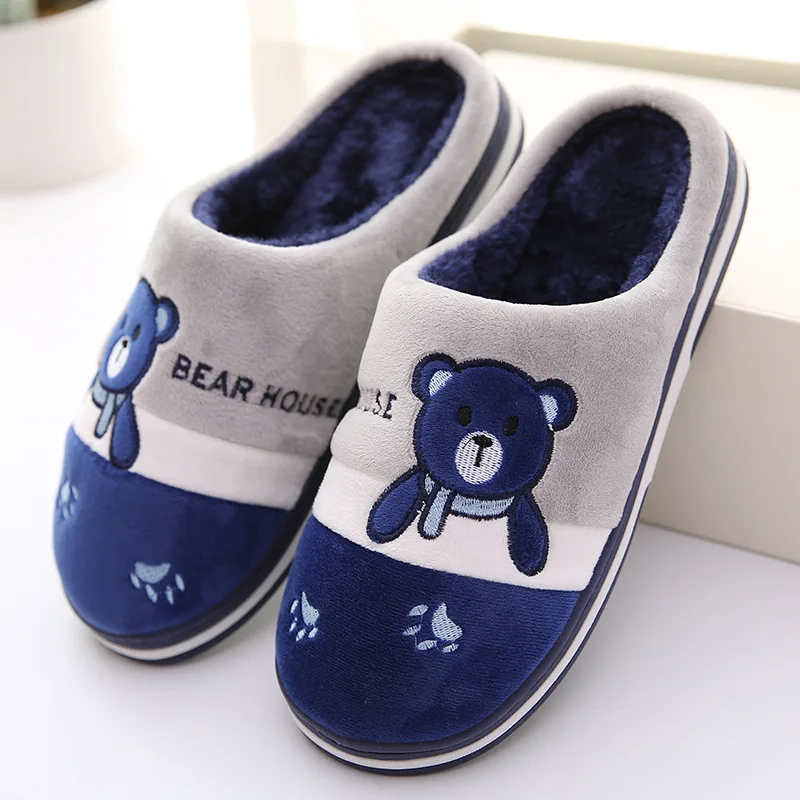 

Cartoon Bear Women Slippers Winter Warm Fur Slides Men Ladies Couple Boys Girls House Shoes Home Indoor Bedroom Zapatilla Mujer