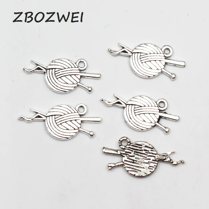 

15pcs Charms yarn ball knit crochet 26*12mm Antique Tibetan Silver Pendant Accessories DIY Vintage bracelet Necklace Handmade