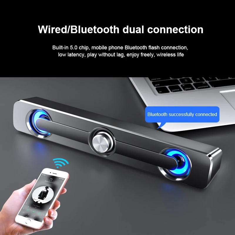 V-111 Bluetooth-динамик сабвуфер USB проводной динамик с сисветодиодный ными лампами 3D