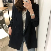 free shipping fashion spring autumn chic suit womens jacket new korean version loose wild black top british style black suits