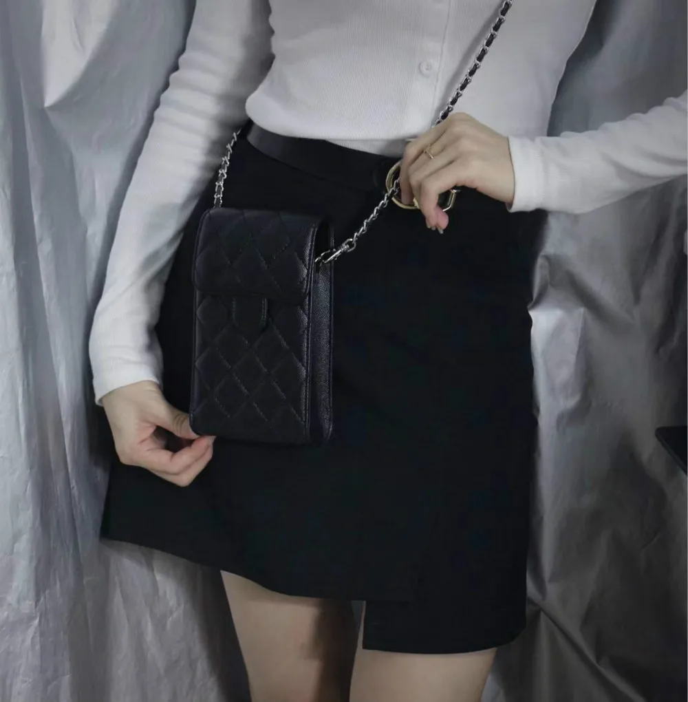

Luxury Fashion Lambskin Leather Handbag Purse Universal Moible Phone Bag For All Of Below 6.7 Inch Pouch For iPhone Samsung