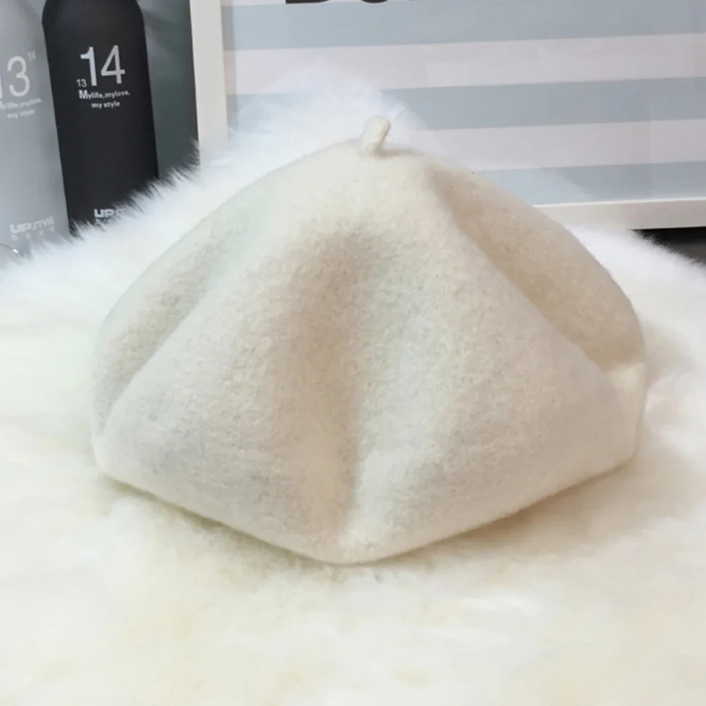 

Women Girl Beret French Artist Warm Wool Winter Beanie Hat Cap Vintage Plain Beret Hats Solid Color Elegant Lady Winter Caps