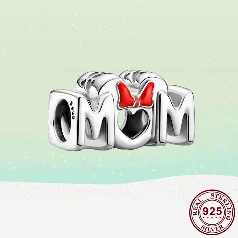 

2021 Mother's Day Hot Sale 925 Sterling Silver Beads Openwork Heart Mum Charm Fit Pandora Women Bracelet & Necklace Diy Jewelry
