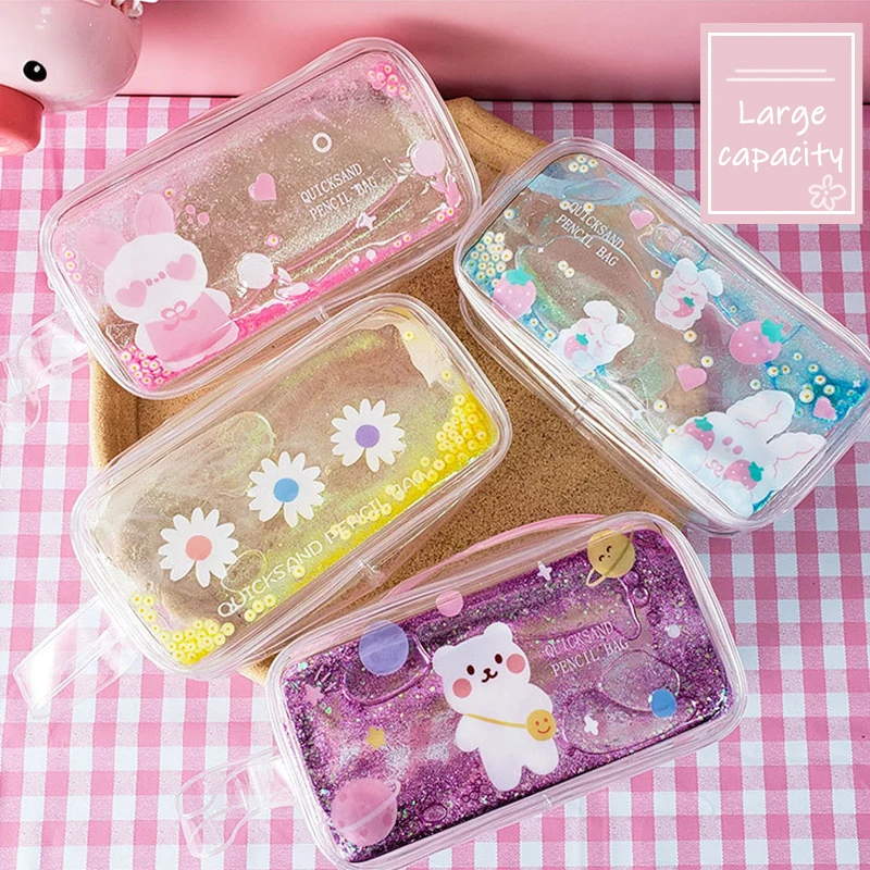 

New 1Pcs Kawaii Pencil Case ins aeolian sand daisy Gift School Pencil Box Pencilcase Pencil Bag School Supplies Stationery