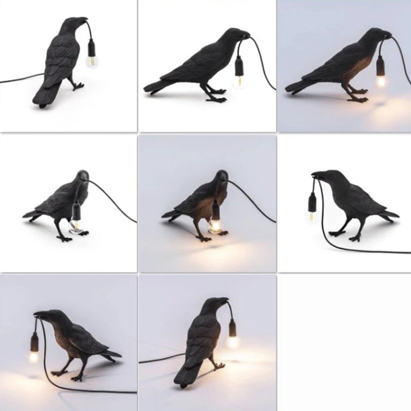 

Raven Light Birds Table Lamps Bedroom Resin Crow Desk Lamp Bedside Light Wall Sconce B1