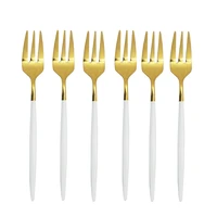 612pcs fruit fork 304 stainless steel cake forks white gold colourful tea fork dinnerware set hotel party restaurant supplies