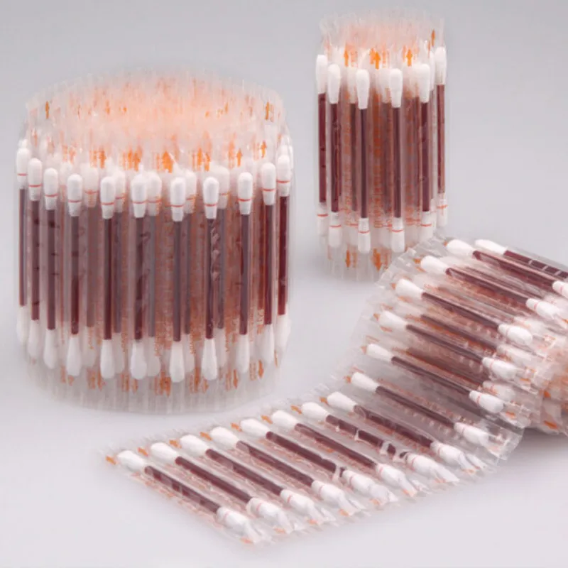 

50pcs/lot Disposable Medical Iodine Cotton Stick Disinfected Cotton Swab Iodine Climbing Aid First Aid Safety Survival Supplies