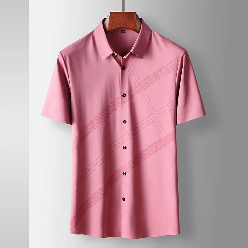 

Short sleeve shirt men's light luxury short sleeve T-shirt laser burnt technology leisure short sleeve summer seamless iron free