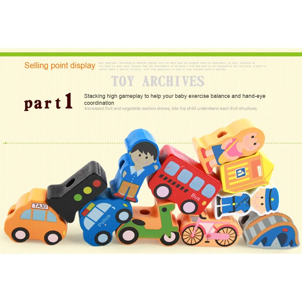 Резьбонарезные блоки деревянные игрушки Diy образовательные мультфильм