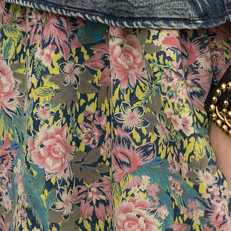 

XITAO Print Floral Dress Fashion Patchwork Pocket Goddess Fan Casual Pullover 2021 Summer Elegant Loose Dress Top LDD1596