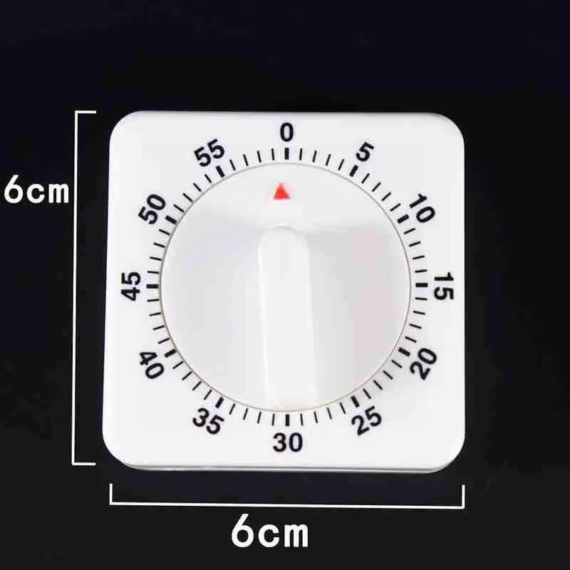 

60 Minutes Kitchen Timer Count Down Alarm Reminder Mechanical Square Timer White Timer small For Kitchen Pendulum S9K3