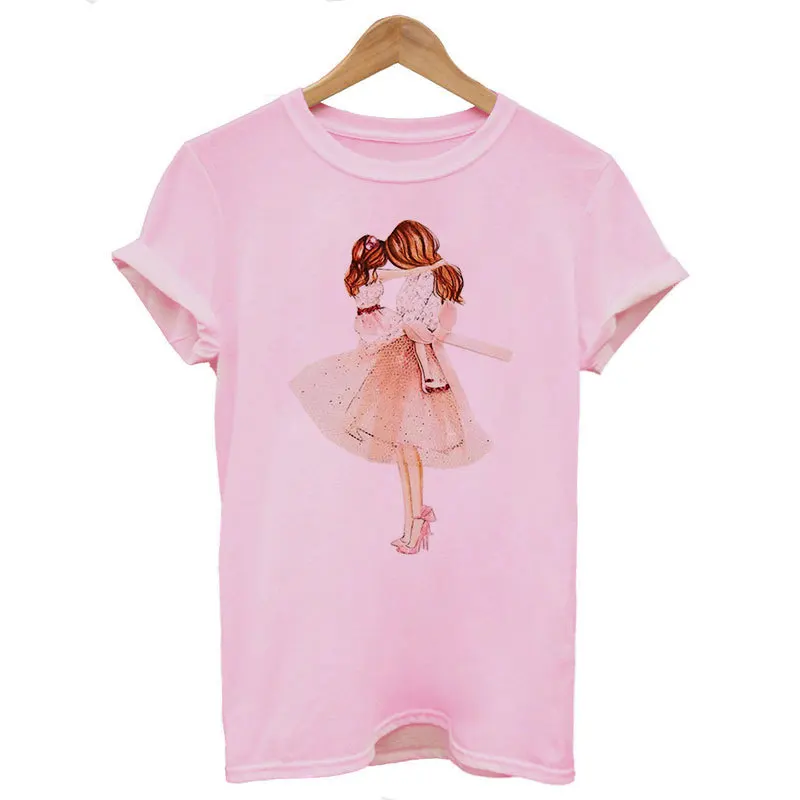 2019 New Women T-shirt Casual Harajuku Mom and Baby Print Tops Tee Summer Female T Shirt Short Sleeve for Clothing | Женская одежда
