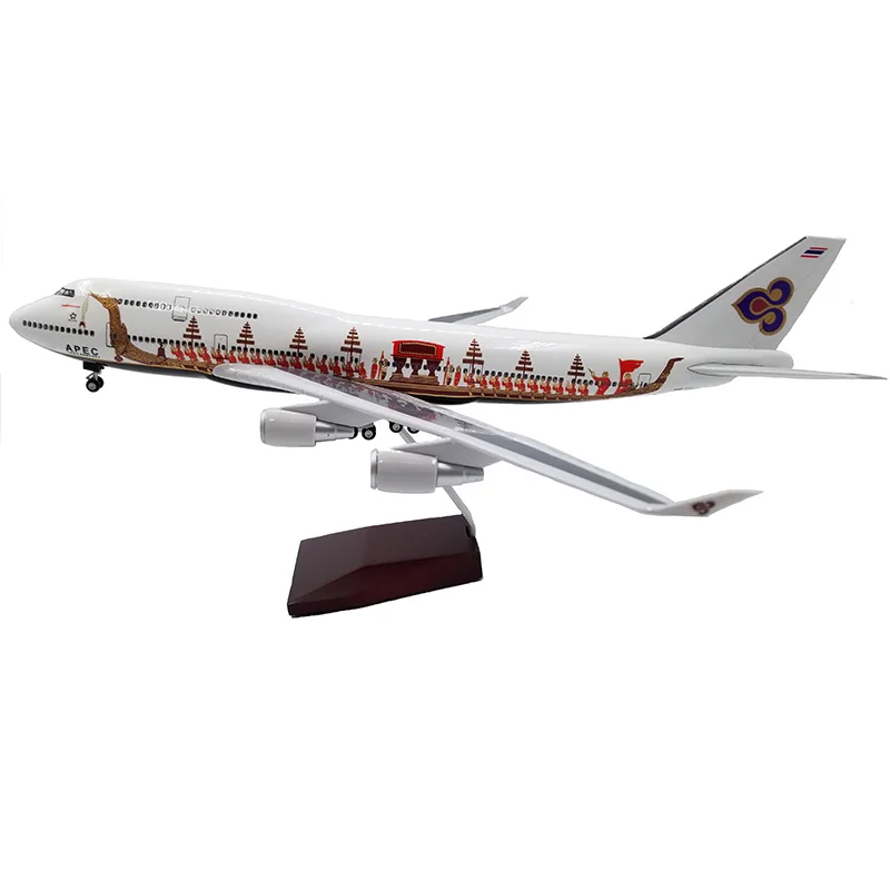 

1/150 Scale 47cm Thailand Dragon Boat Plane B747 Aircraft THAI Airline Model W Light and Wheel Diecast Plastic Resin Kids