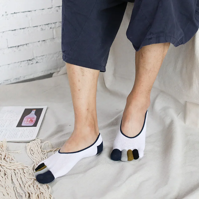 

Spring and Summer New Five Toe Socks Cotton Sweat-absorption Breathable Harajuku Color Matching Finger Invisible Sock Slippers