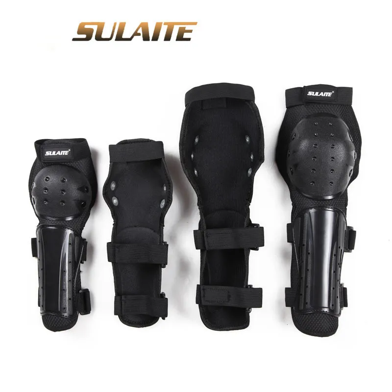 

Sulaite 4pc Motorcycle Knee Elbow Pads Motocross Knee Protectors Shin Guards Protective Gears for Skiing Skating Racing Riding