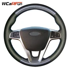 Черная искусственная кожа WCaRFun, кожа из углеродного волокна, сделай сам, ручная строчка, искусственная кожа для Lada Vesta 2015 2016 2017