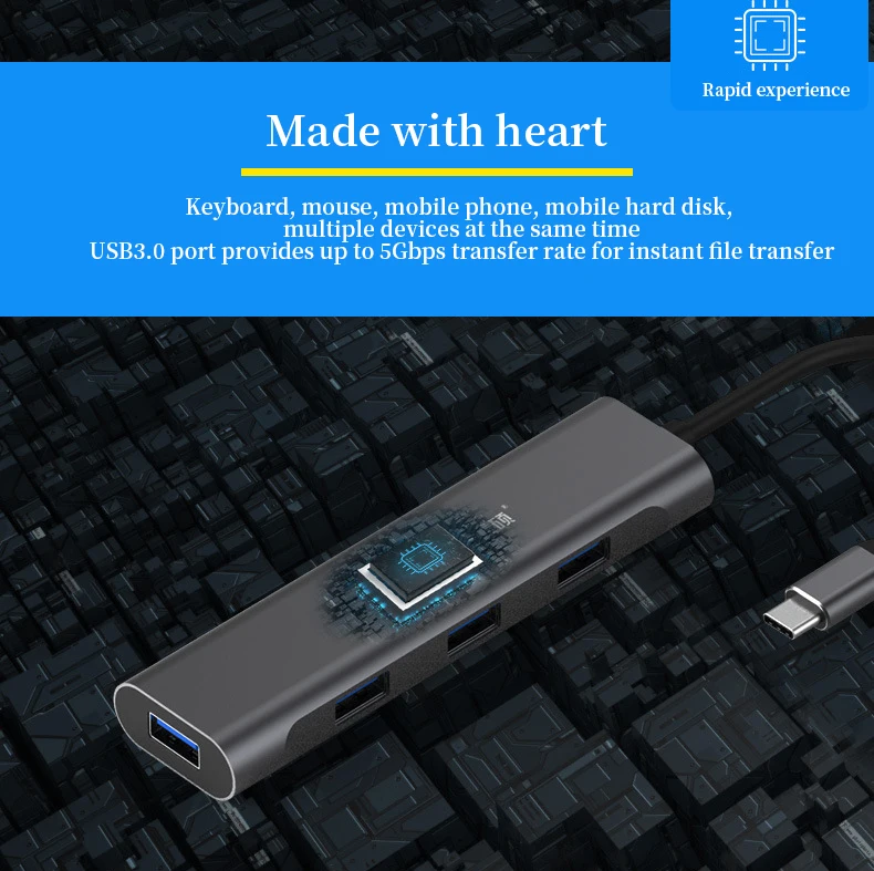 USB 3.0 Multi-Hub USB Splitter 3 USB3.0 Fast Transfer Port for Huawei P20 mate 10 Xiaomi MacBook Pro Computer USB HUB Accessorie