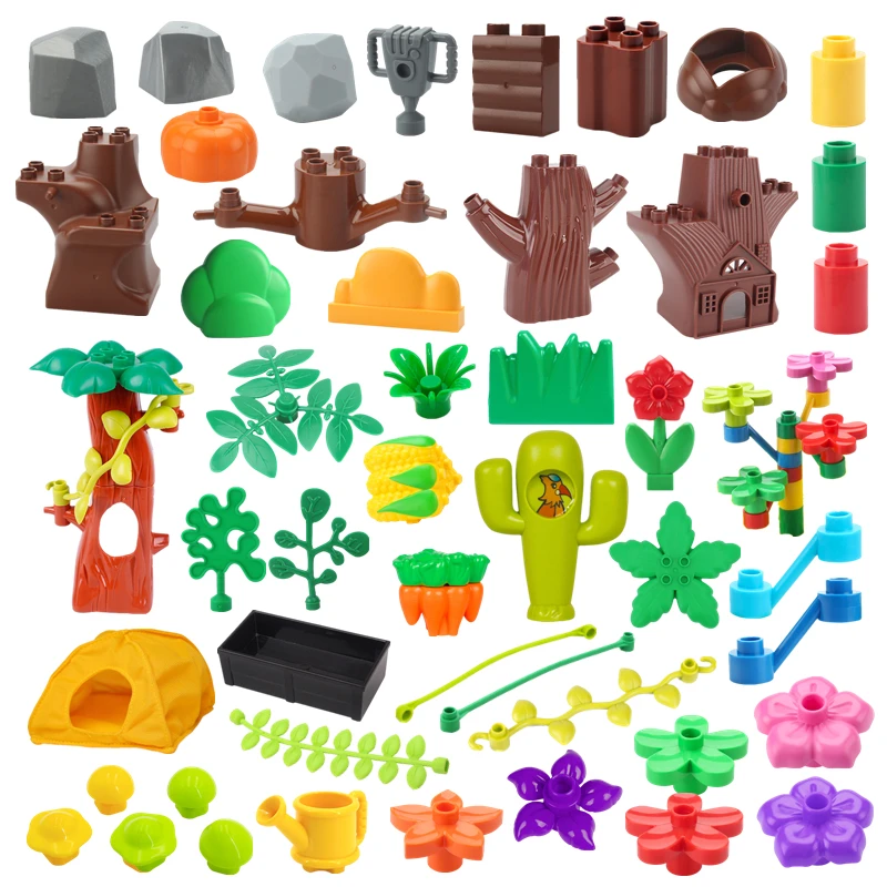 

Big Building Blocks Outdoor Forest Plant Series Flower Grass Tree Farm Adornment Accessories Compatible Scenes Toys Kids Bricks