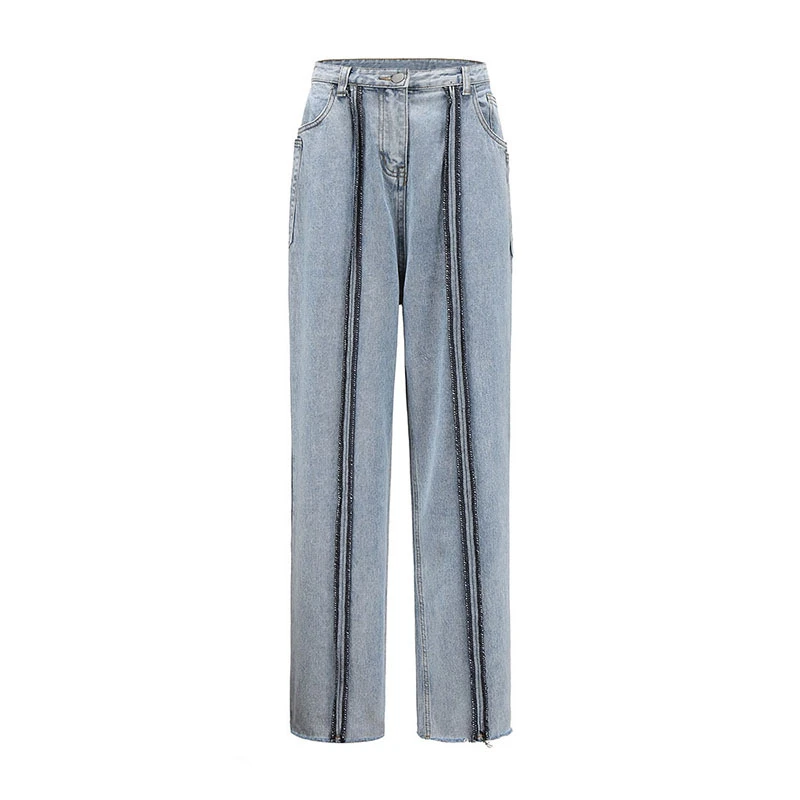 

Jeans Wide Leg Pants Female High Waist Straight Pants Loose Was Thin 2021 Spring and Summer New Cuff Pants Tide Women Tide KZ518