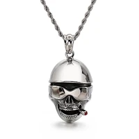 mens jewelry trend skeleton head hip hop pendant necklace man black stainless steel accessories goth punk men necklaces