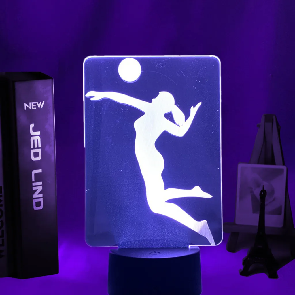 Акриловая светодиодная Ночная лампа для женщин офисный декор волейбола ночник