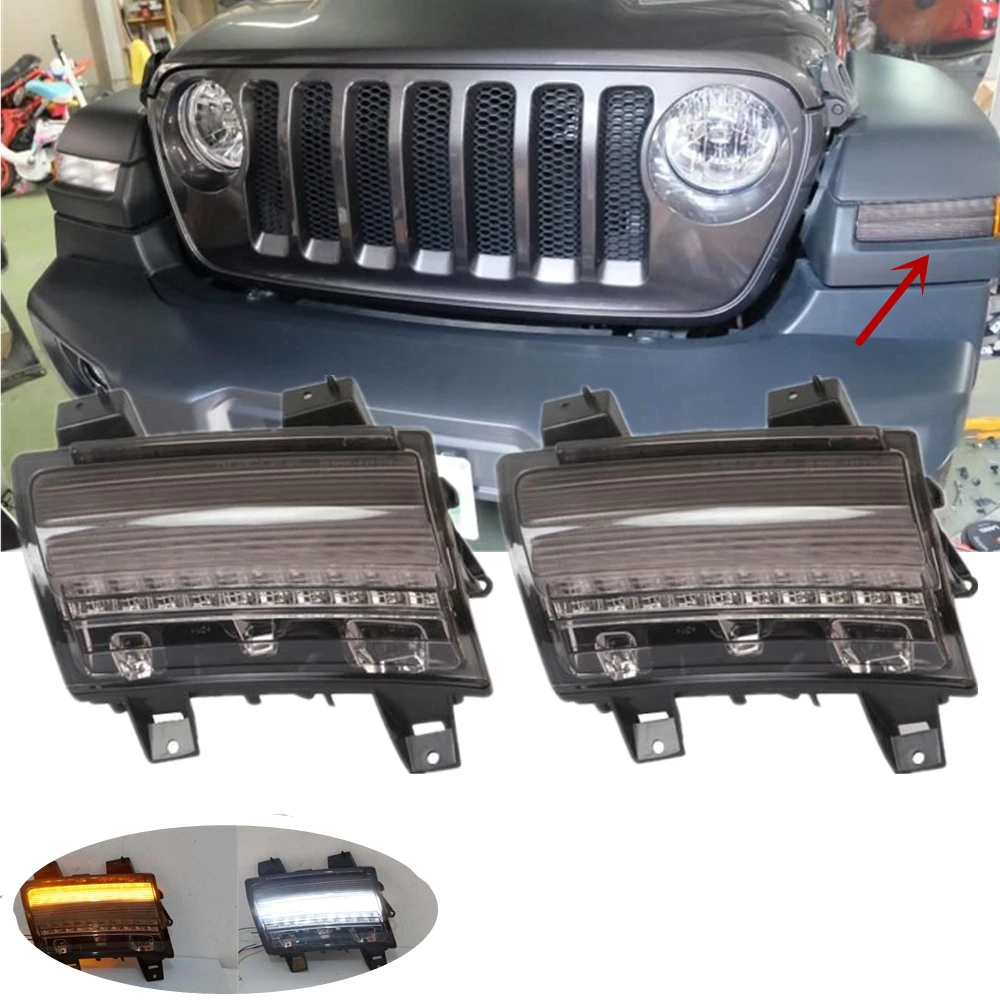 Для Jeep Wrangler JL переднее крыло сигнальные огни дымчатый светодиодный светильник s I дневной ходовой светильник Янтарный указатель поворота