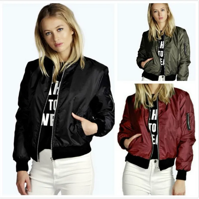 Женская модная куртка женская тонкая Базовая ветровка с длинным рукавом бомбер
