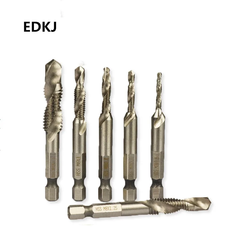 6pcs 1/4 Hex Shank HSS metric Thread tap drill bits spiral trapezoidal Hand Screw Taps M3 M4 M5 M6 M8 M1O sets | Инструменты
