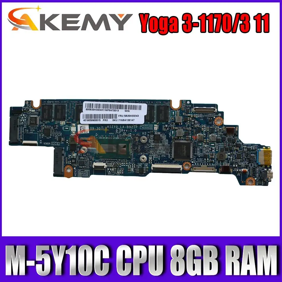 

For Lenovo Yoga 3-1170 Yoga 3 11 Laptop Motherboard With SR23C M-5Y10C CPU 8GB RAM AIZY0 LA-B921P 5B20H33238 100% Test