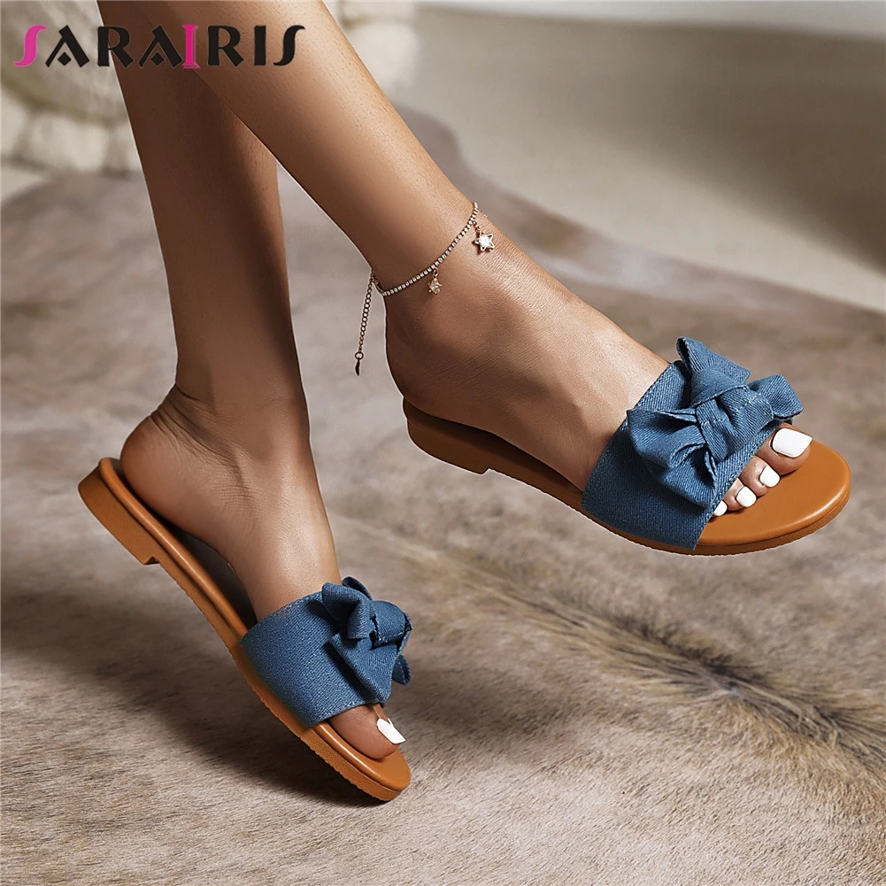 

SARAIRIS Brand New Female 2021 Beach Slippers Round Toe Flat Outdoor Indoor Slippers Women Summer Casual Light Shoes Woman
