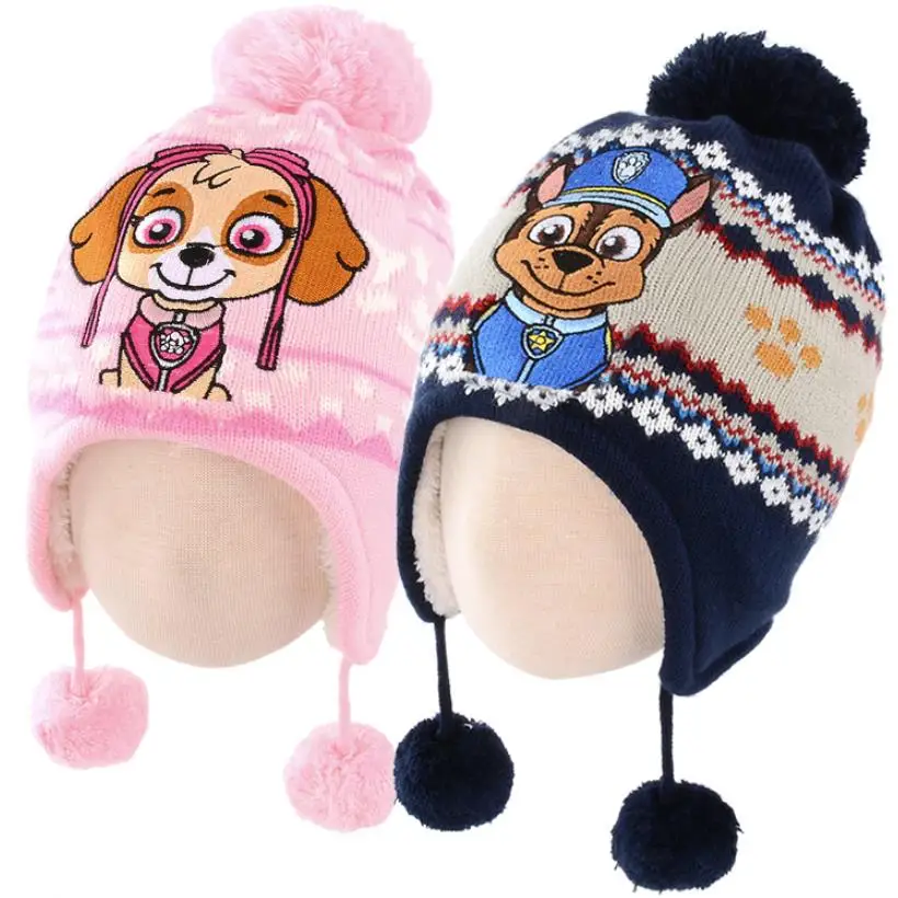 Шапка с принтом Щенячий патруль теплая хлопковая шапка защитой ушей