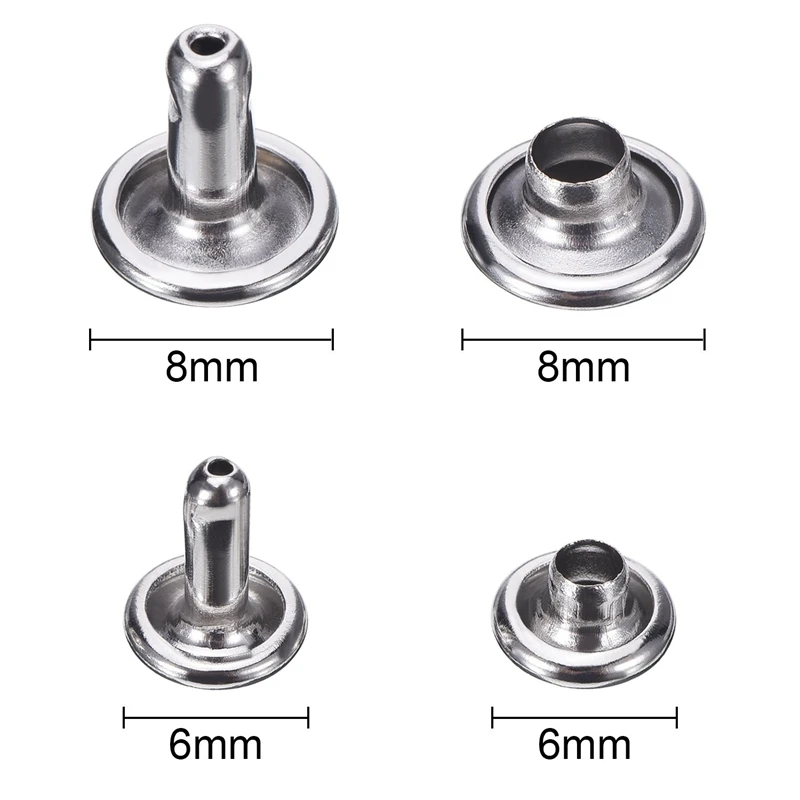 180 Set Leather Rivets Double Cap Rivet Tubular Metal Studs with 3 Pieces Fixing Tool for DIY Craft Replacement | Дом и сад