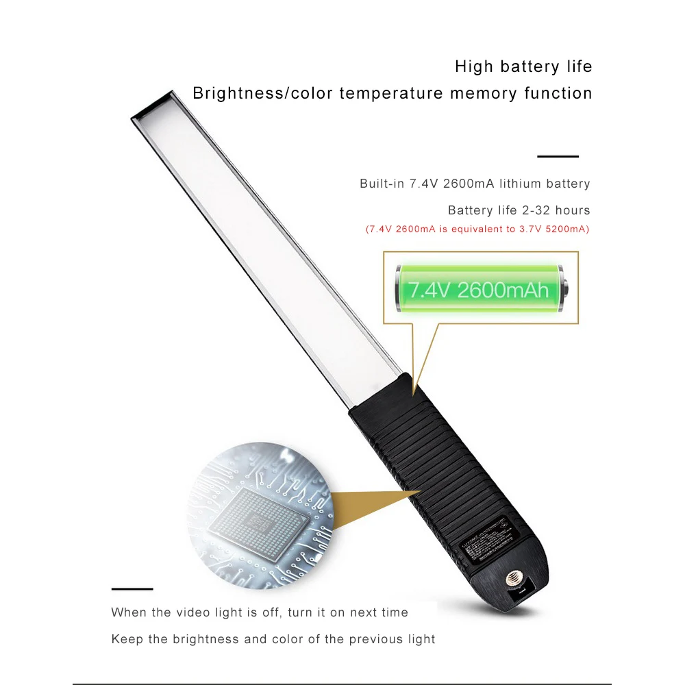 

RGB Colorful Photography Fill Light Hand-held External Video Adjustable Temperature Color Light Stick
