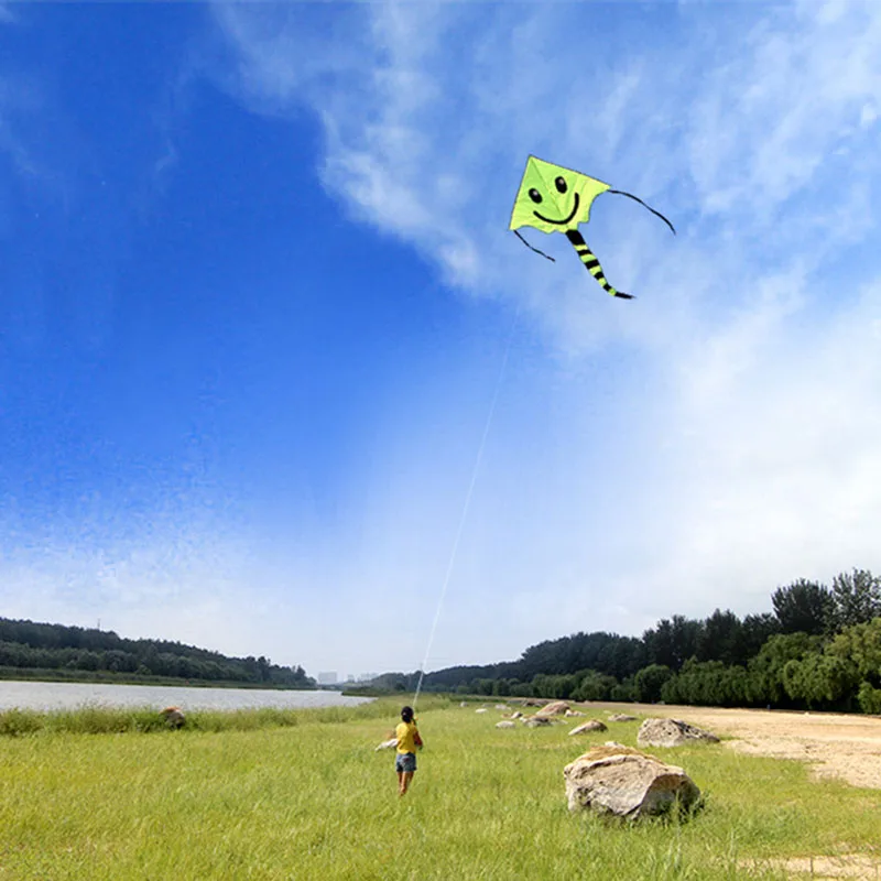 

free shipping smiling face kite children kite reel toy flying outdoor ripstop nylon kites for adults latawiec parachute cerf