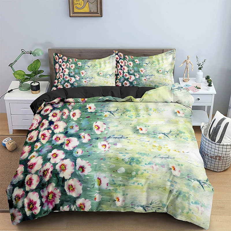 

Комплект постельного белья с цветочным рисунком, односпальный, Queen King, пододеяльник, покрывала с наволочкой, постельное белье