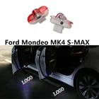 2x светодиодный Автомобильный Дверной светильник с логотипом, лазерный проектор, привидение, теневая лампа для Ford Mondeo S-MAX MK1 MA6 2 MK4 BA7 Galaxy