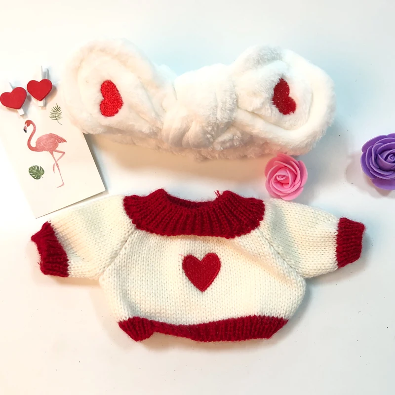 Милые аксессуары для кукол Kawaii девушки повязка для волос мыть лицо бег макияж полосы LaLafanfan кафе утенок плюшевая игрушка Подарки для девочек - Цвет: red love