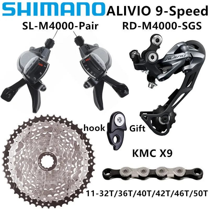 SHIMANO ALIVIO SL M4000 MTB 9/27 скорость RD SGS SUNSHINE 11 32T/36T/40T/42T/46T/50T кассета маховик KMC X9 комплект