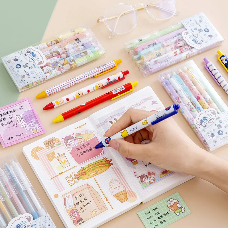 Creative Ins Cute Press Gel Pen Set Student Black Stationery 6 Boxed | Канцтовары для офиса и дома
