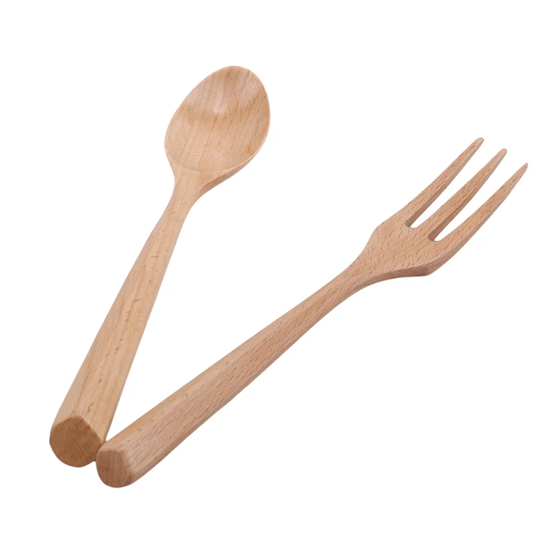 

Beech Spoon Japanese Simple Style Natural Solid Color Creative Handle Wooden Spoon Fork Creative Kitchen Tableware
