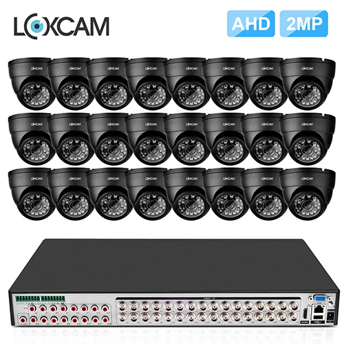 32CH DVR x 24 Camera LOXCAM h.265+ 32CH 5MP DVR комплект 32 шт. 2MP AHD система видеонаблюдения IP66 металлическая Водонепроницаемая камера для наружного наблюдения - Цвет: 32CH DVR x 24 Camera