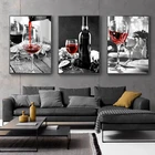 Поп-арт красное вино и Кубок, Картина на холсте для гостиной, столовой, настенная живопись для украшения интерьера (без рамки)