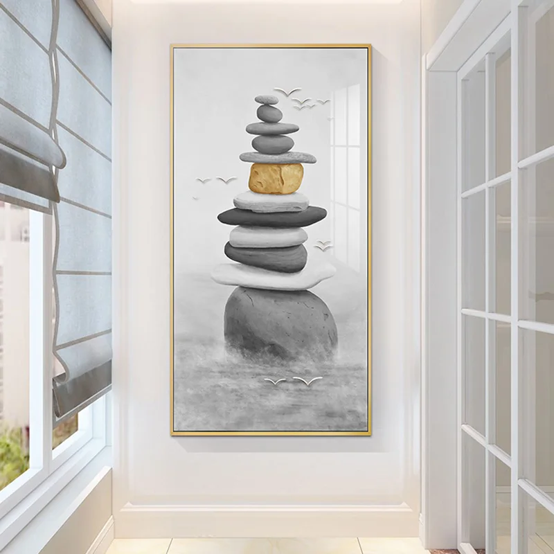 Скандинавский золотой и серый камень Картина на холсте Роскошные Классические